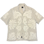 TODD SNYDER Mens Linen Terrycloth Palm Leaf Floral Camp Shirt Beige (MSRP $298)