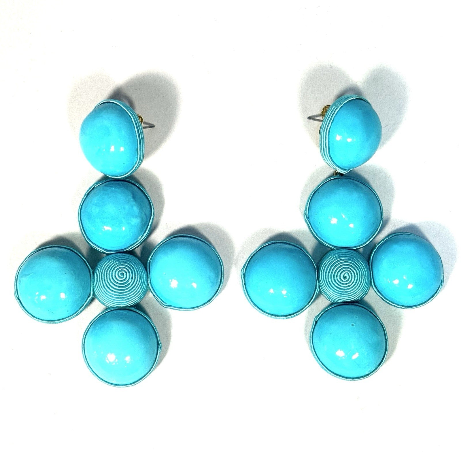 REBECCA DE RAVENEL Iris Pearl Cross Drop Earrings Turquoise Blue (MSRP $275)