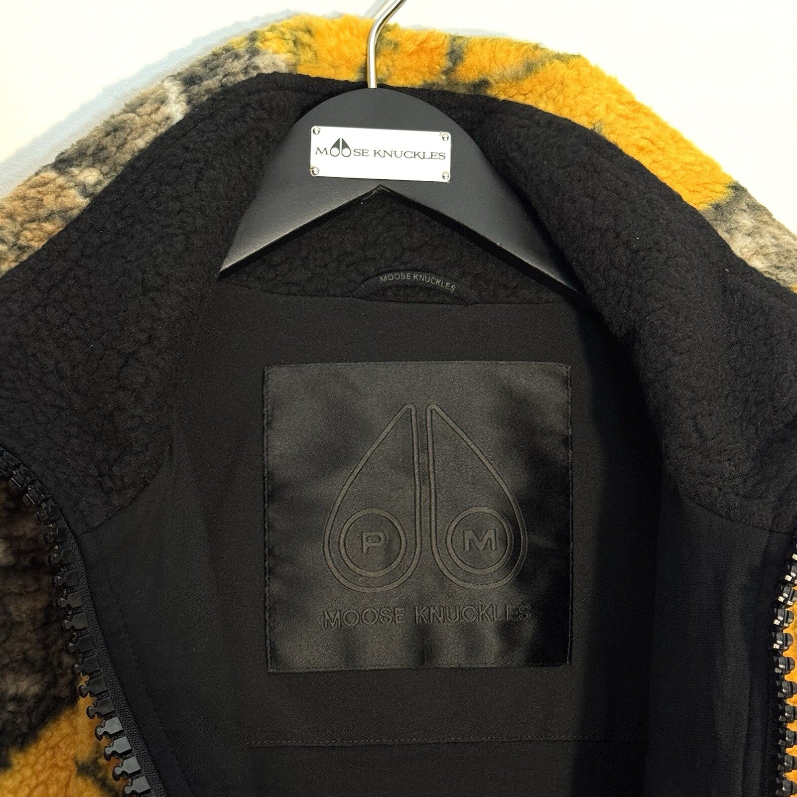 MOOSE KNUCKLES x Post Malone Mens Realtree Sherpa Zip Up Jacket Yellow MSRP $595