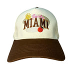 PARKE Womens Miami Logo Embroidered Snapback Trucker Hat Beige