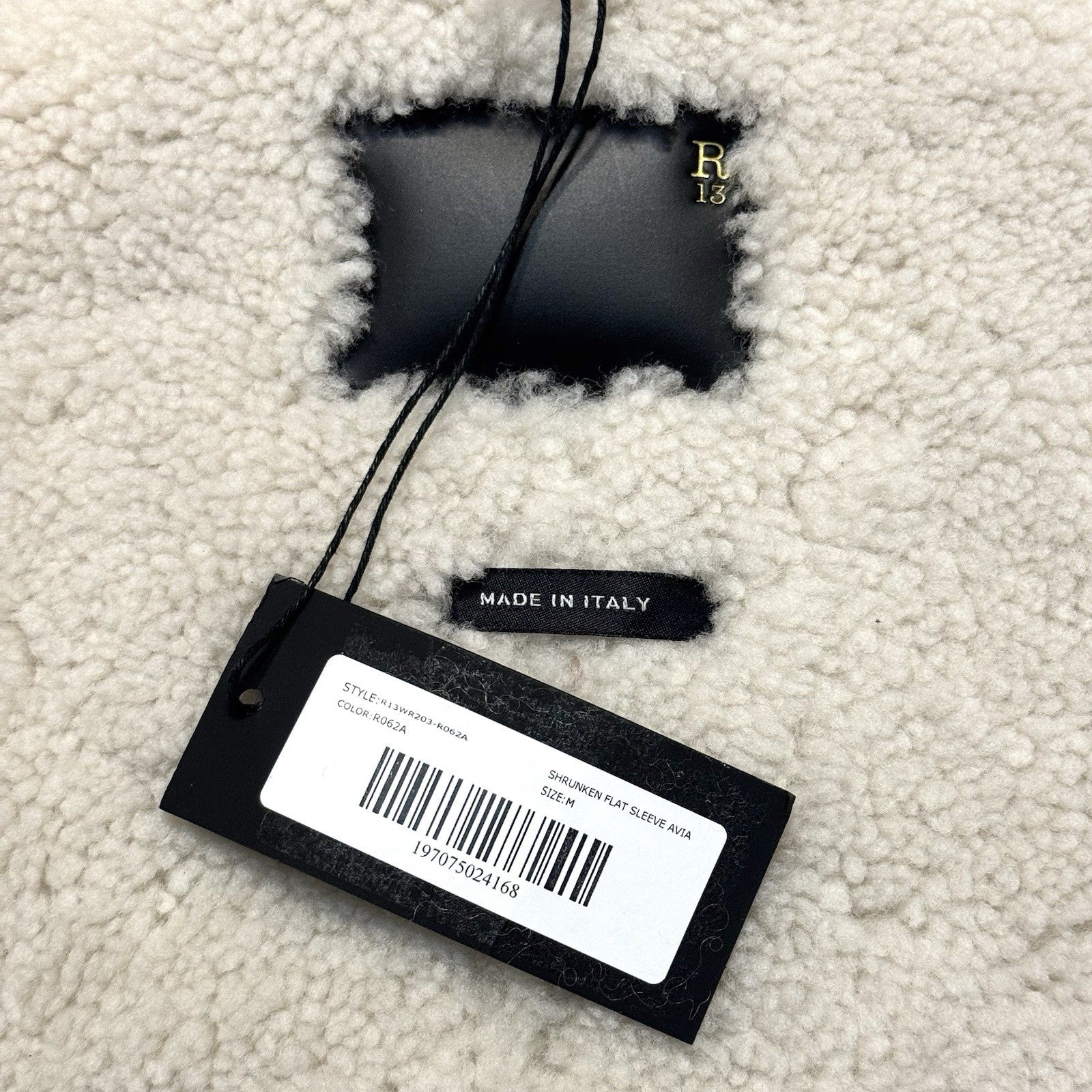 R13 Womens Shearling Leather Shrunken Aviator Jacket Black M (MSRP $3,495)