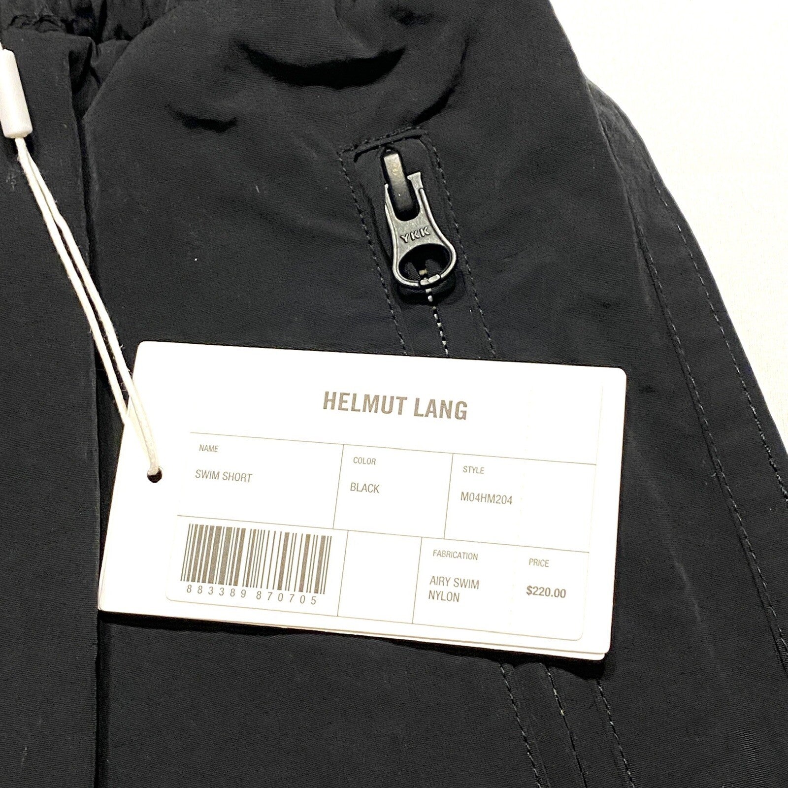 HELMUT LANG Mens Logo Patch Airy Nylon Swim Shorts Trunks Black (MSRP $220)