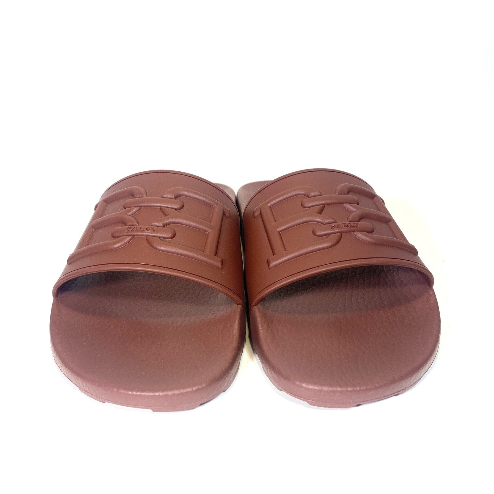BALLY Mens Scotty Heritage Logo Rubber Slides Sandals Dark Red (MSRP $255)