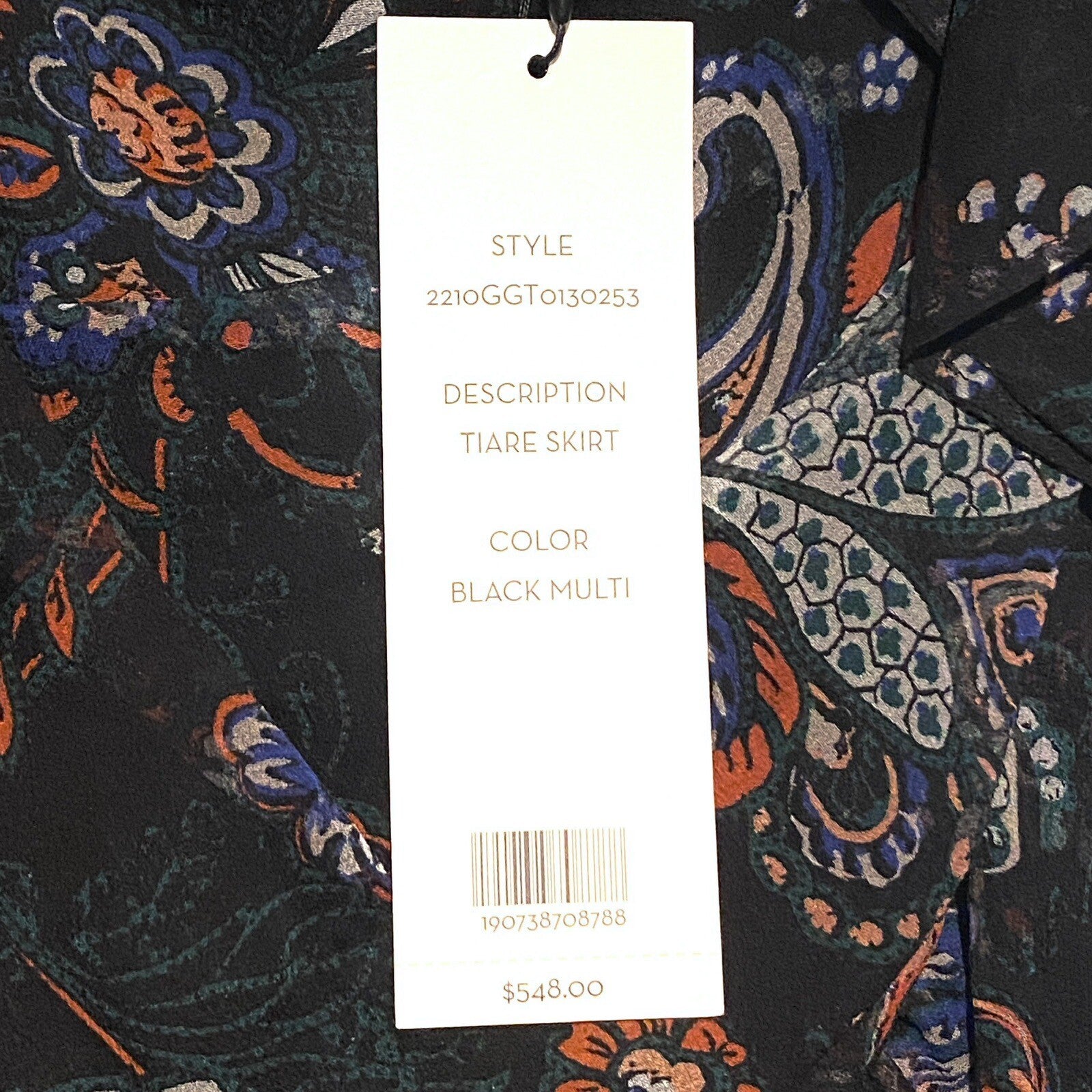 VERONICA BEARD Tiare Ruffled Silk High Low Paisley Skirt Black (MSRP $548)