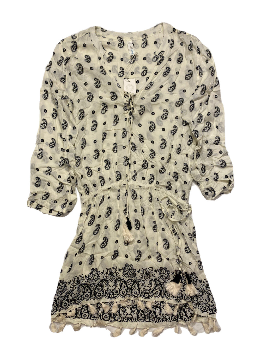 COOL CHANGE Womens Chloe Floral Paisley Rayon Tunic Dress White L