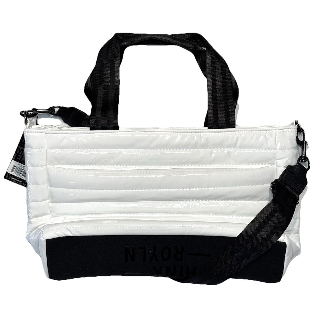 THINK ROYLN Biba Diagonal Quilted Tote Bag Patent White (MSRP $178)