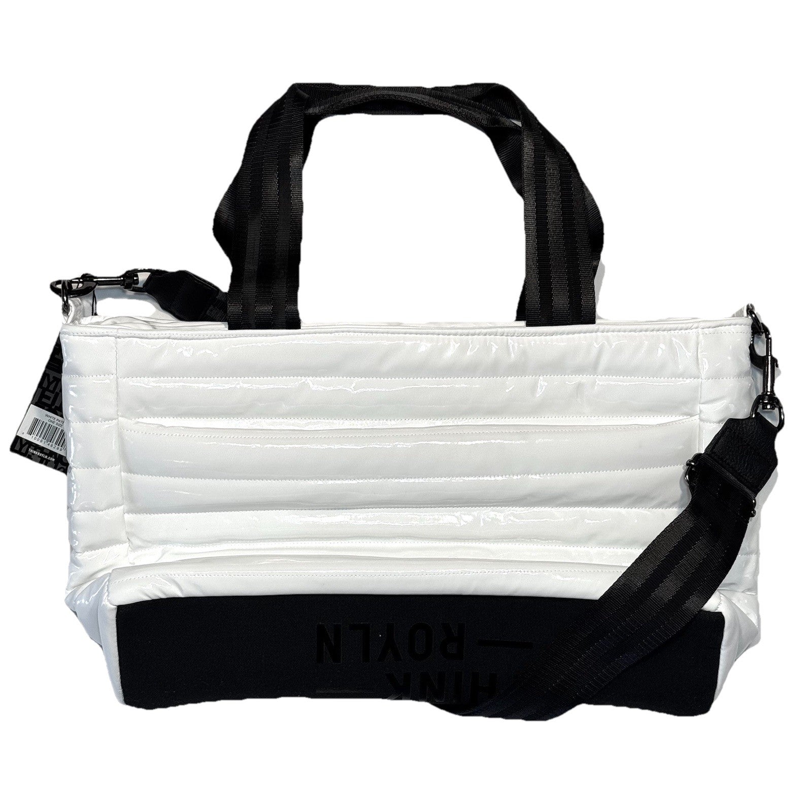 THINK ROYLN Biba Diagonal Quilted Tote Bag Patent White (MSRP $178)