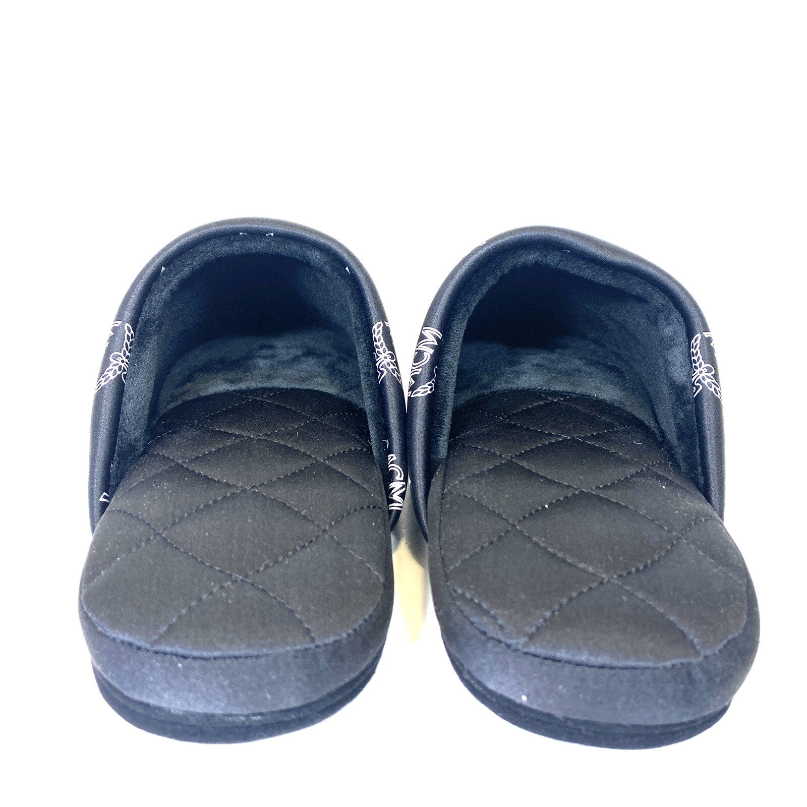 MCM Unisex Visetos Logo Silk Room Slippers Black (MSRP $260)