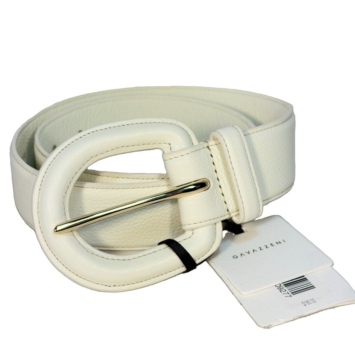 GAVAZZENI Womens Martina Buckle Leather Belt White XXS (MSRP $180)