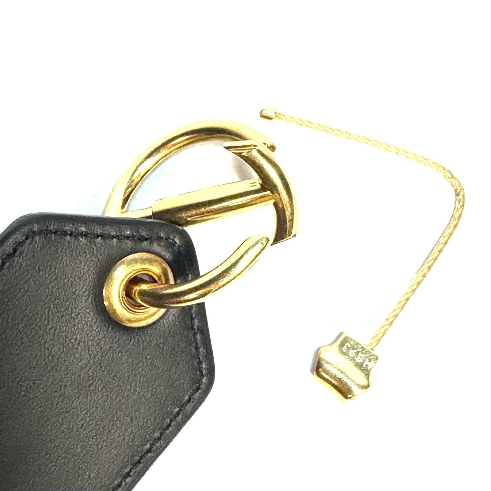 DUNHILL Longtail Logo Printed Leather Key Fob Keychain Gold (MSRP $275)