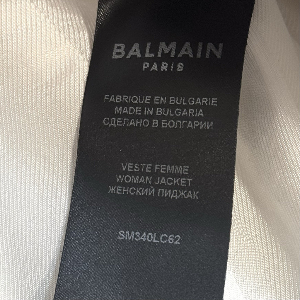 BALMAIN Womens Lamb Leather Double Breasted Blazer Jacket White 36 (MSRP $4,350)