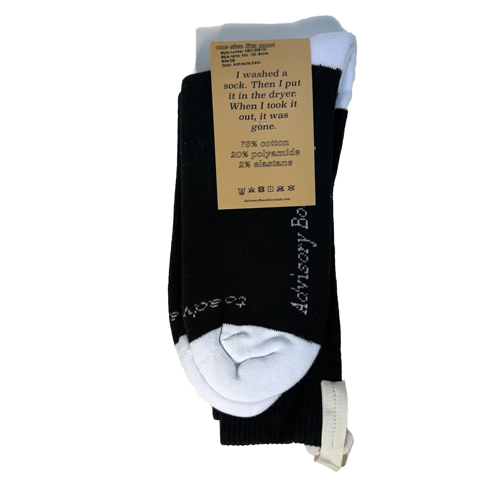 ADVISORY BOARD CRYSTALS ABC Mens Ribbed Logo Socks Anthracite Black (MSRP $35)