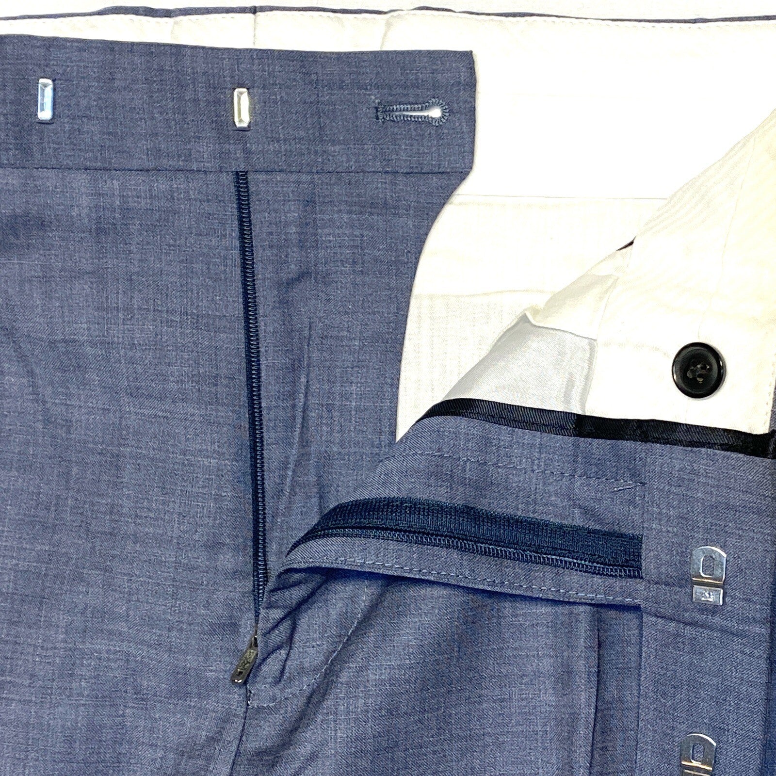 REISS Mens Climate Textured Weave Wool Dress Trousers Pants Blue (MSRP $195)