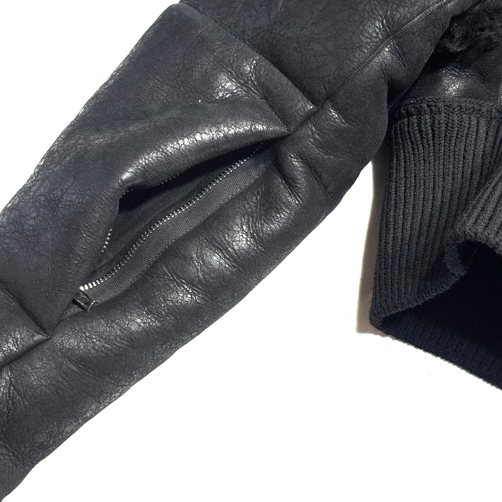 RICK OWENS Womens Concordians Leather Shearling Fur Jacket Black 40 -MSRP $3,863