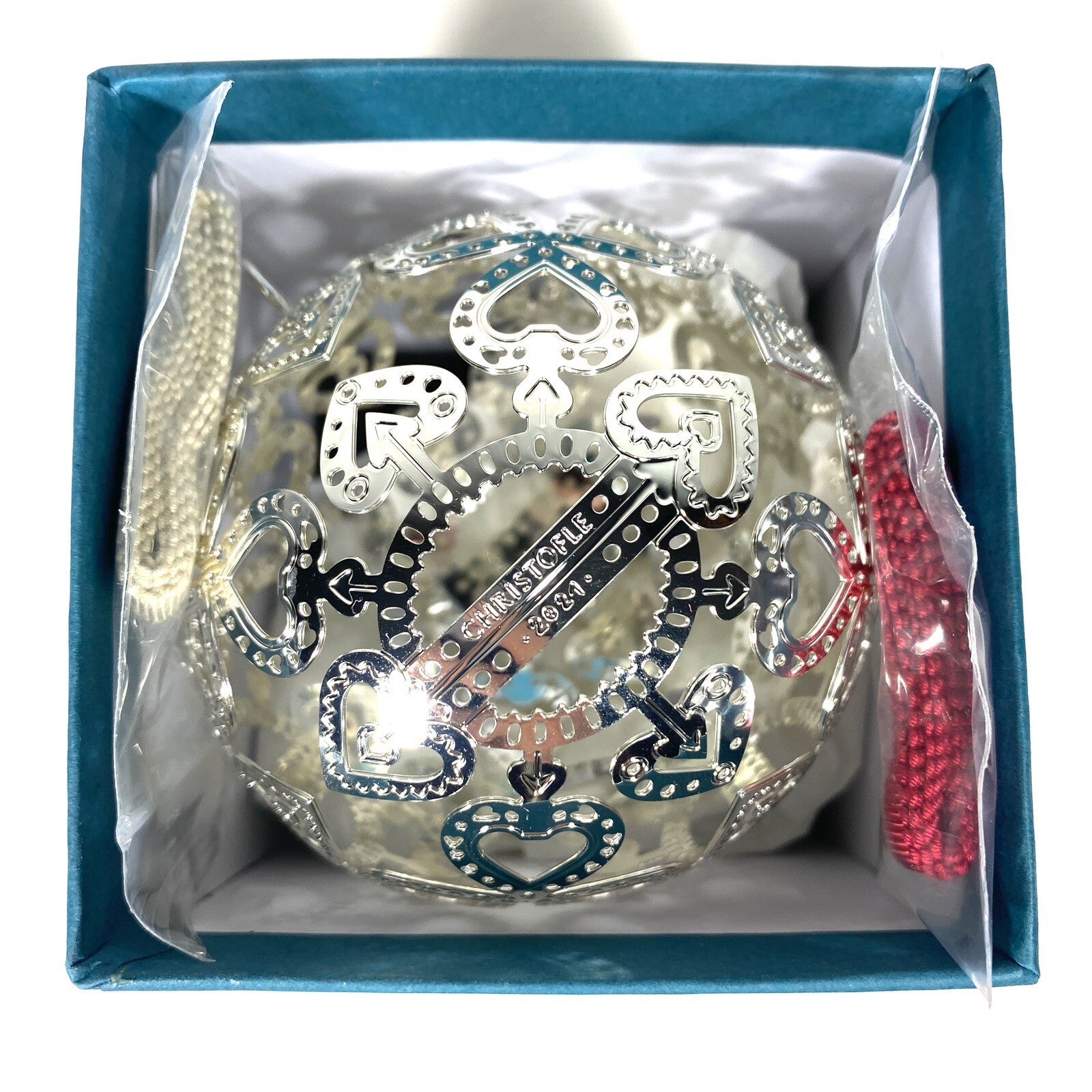CHRISTOFLE Silver Plated Christmas Noel 2021 Ornament Ball (MSRP $140)