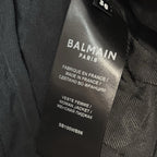 BALMAIN Womens Pleated Wool Crepe Faux Fur Trim Jacket Black 36 (MSRP $5,400)