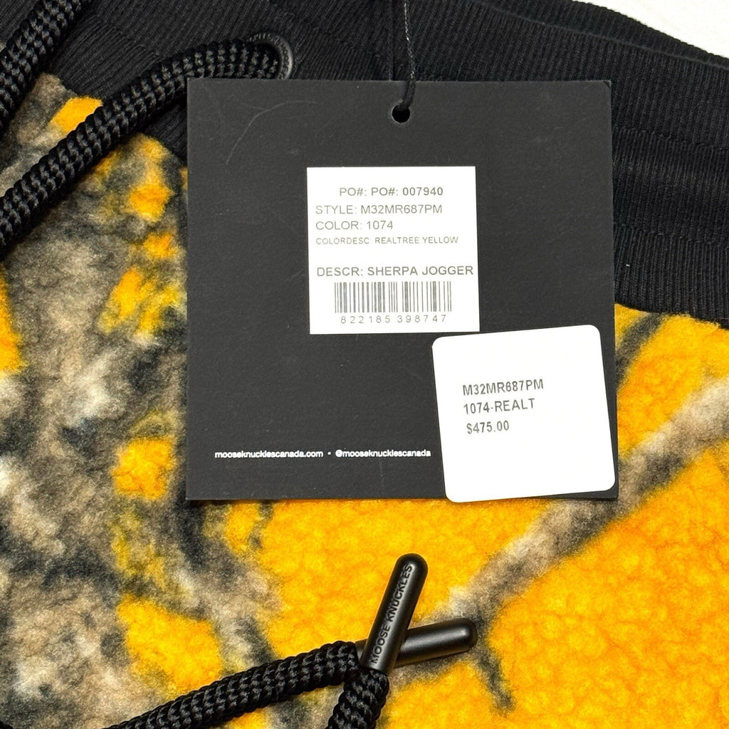 MOOSE KNUCKLES x Post Malone Mens Realtree Sherpa Jogger Pants Yellow -MSRP $475