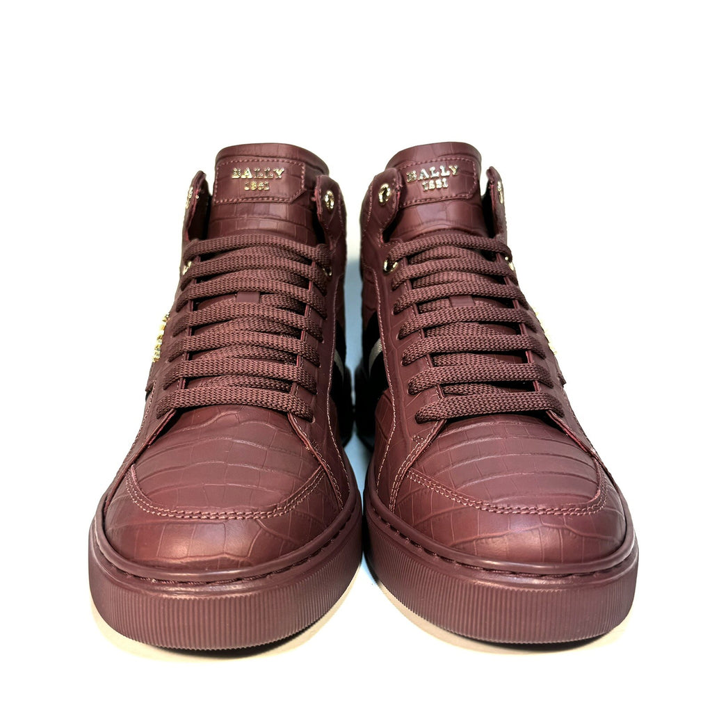 BALLY Mens Meson Croc Embossed Leather Mid Top Sneakers Heritage Red 7 MSRP $720
