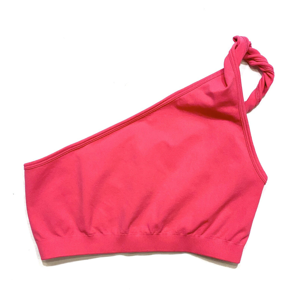HELMUT LANG Womens Asymmetric Twist Bra Top Rose Pink XS / S (MSRP $125)