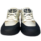 GIVENCHY Mens Mid Top Leather Canvas Distressed Skate Sneakers White (MSRP $975)