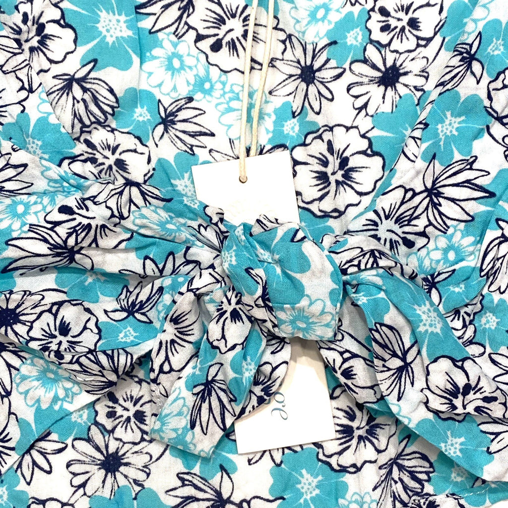 COOL CHANGE Womens Floral Paisley Cropped Rayon Tie Top Cover Up Blue S