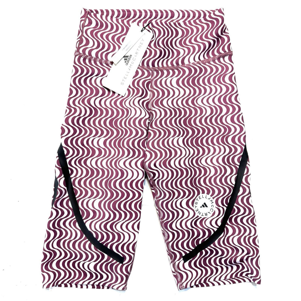 ADIDAS STELLA MCCARTNEY Wave Print Striped Cycle Bike Shorts Purple (MSRP $110)