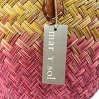 MAR Y SOL Nantucket Ombre Woven Straw Basket Tote Bag Pink (MSRP $145)