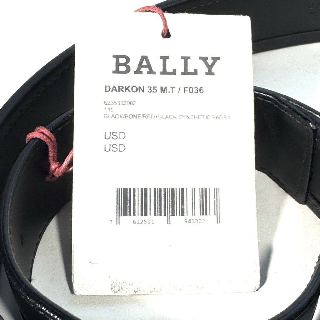 BALLY Mens Darkon Logo Stripe Canvas Leather Belt Black 115 (MSRP $395)