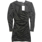 ANINE BING Womens Alaia Long Sleeve Ruffle Dress Black (MSRP $349)