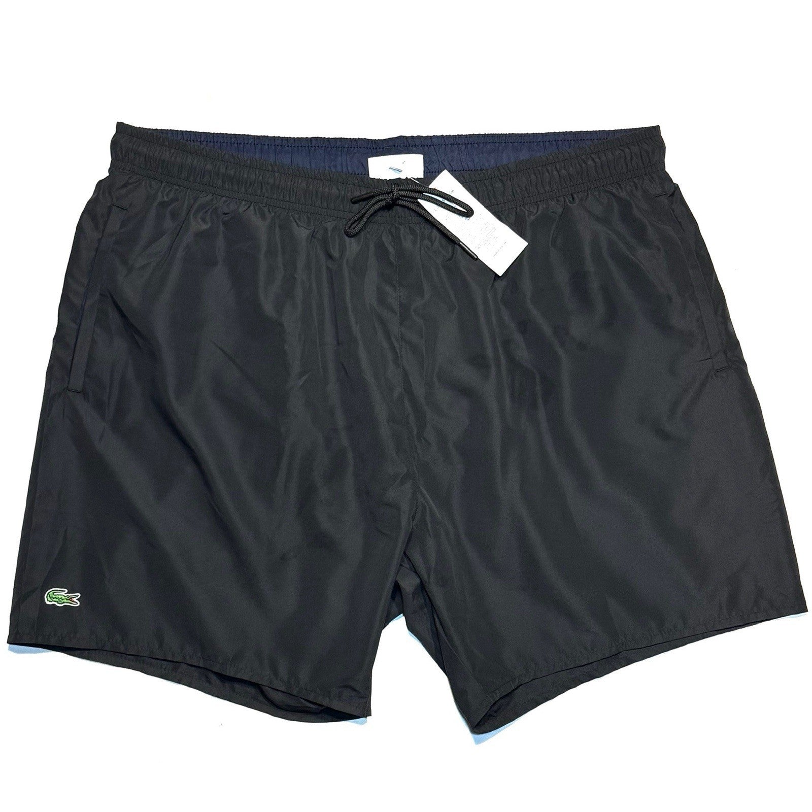 LACOSTE Mens Big and Tall Classic Logo Swim Trunks Shorts Black (MSRP $85)