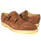 JOHN LOBB Mens William Crepe Suede Monkstrap Shoes Terracotta 7.5 (MSRP $1,780)