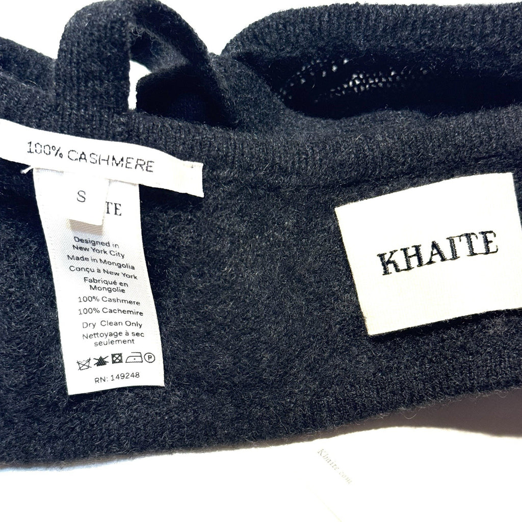 KHAITE Womens Eda Cashmere Knit Bralette Top Charcoal Grey S (MSRP $520)