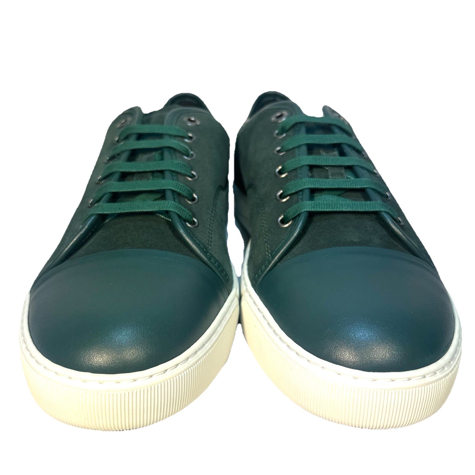 LANVIN Mens DDB1 Cap Toe Suede Leather Low Top Sneakers Ranger Green (MSRP $590)