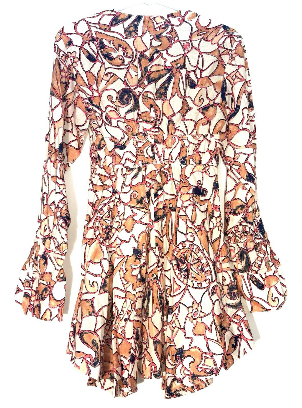 A.L.C. Salina Floral Linen Long Sleeve Mini Dress White Orange (MSRP $495)