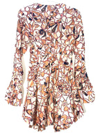 A.L.C. Salina Floral Linen Long Sleeve Mini Dress White Orange (MSRP $495)