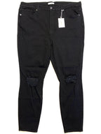 GOOD AMERICAN Womens Good Legs Plus Size Ripped Jeans Black 24 (MSRP $149)