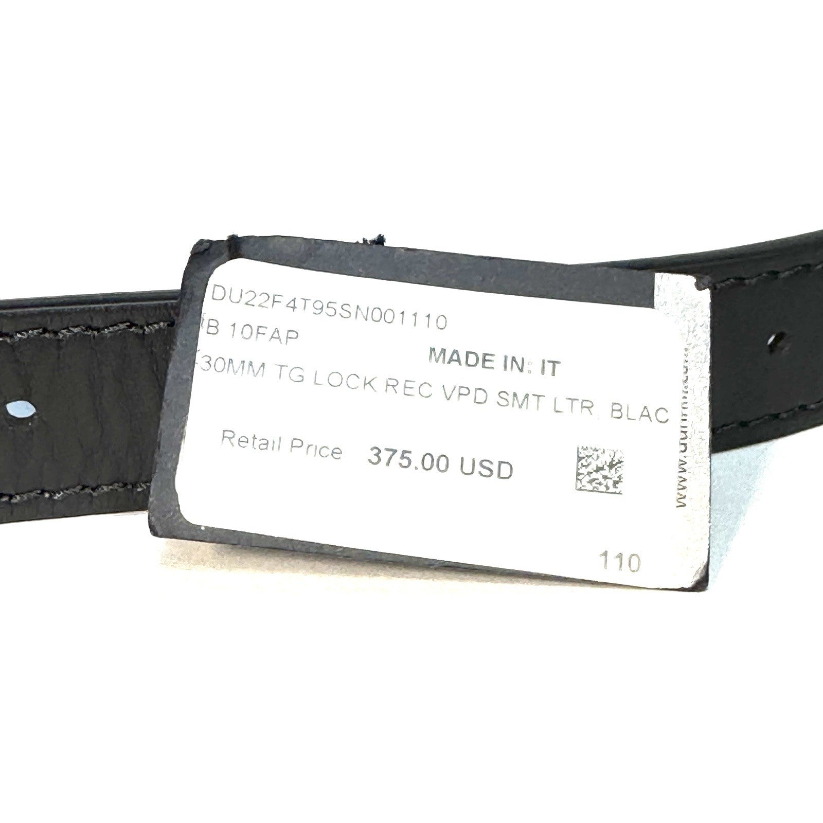 DUNHILL Mens 30mm TG Lock Buckle Calf Leather Belt Black 110 (MSRP $375)