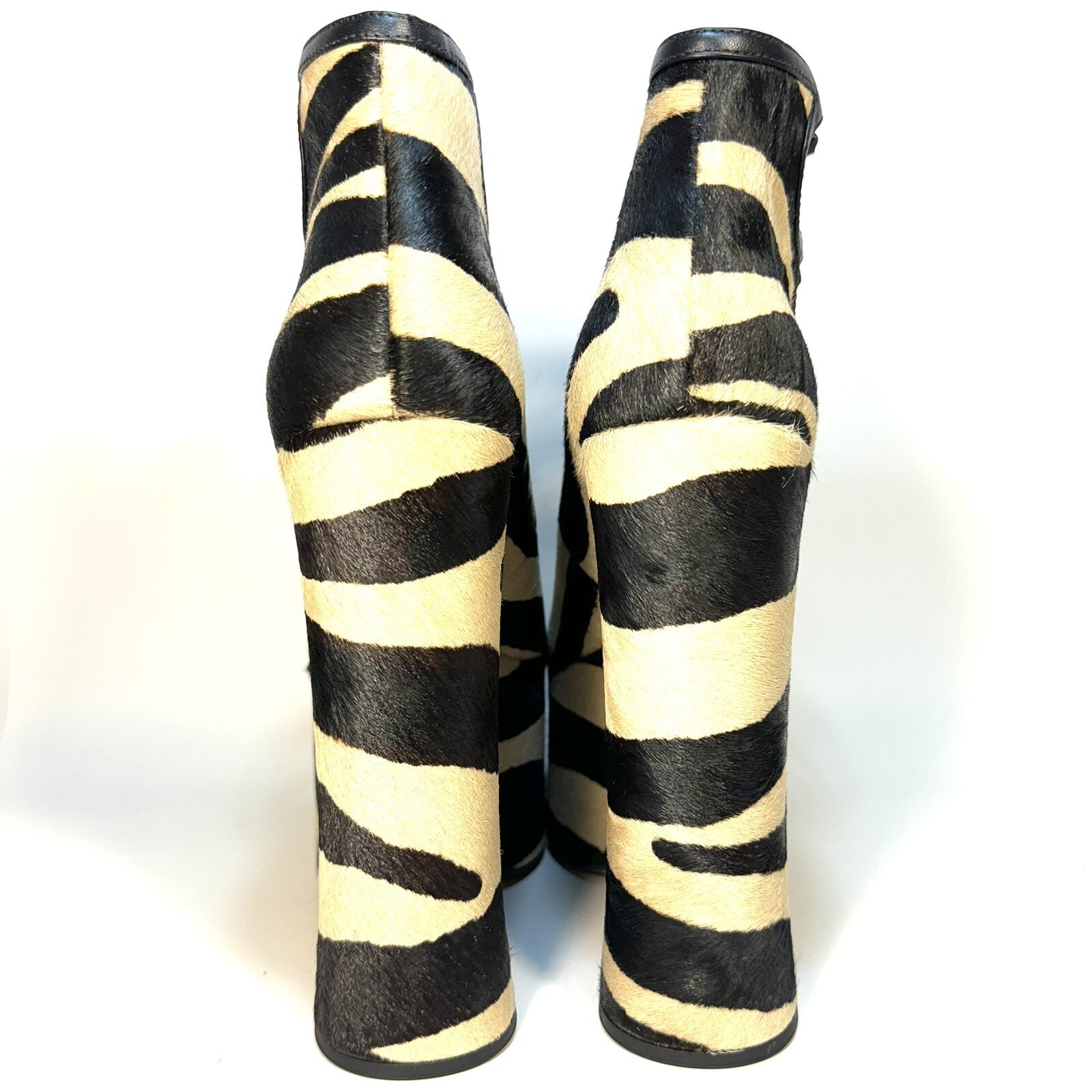 MARC JACOBS The Kiki Ankle Platform Boots Zebra Pony Hair Black (MSRP $550)