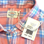 FAHERTY Mens Linen AMK Plaid Check Button Shirt Coral Pink (MSRP $168)