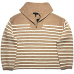 RAG & BONE Womens Raven Cashmere Wool Stripe Half Zip Sweater Camel (MSRP $548)