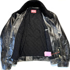 DIESEL Mens Muds Fur Collar Leather Bomber Jacket Black 54 (MSRP $1,295)