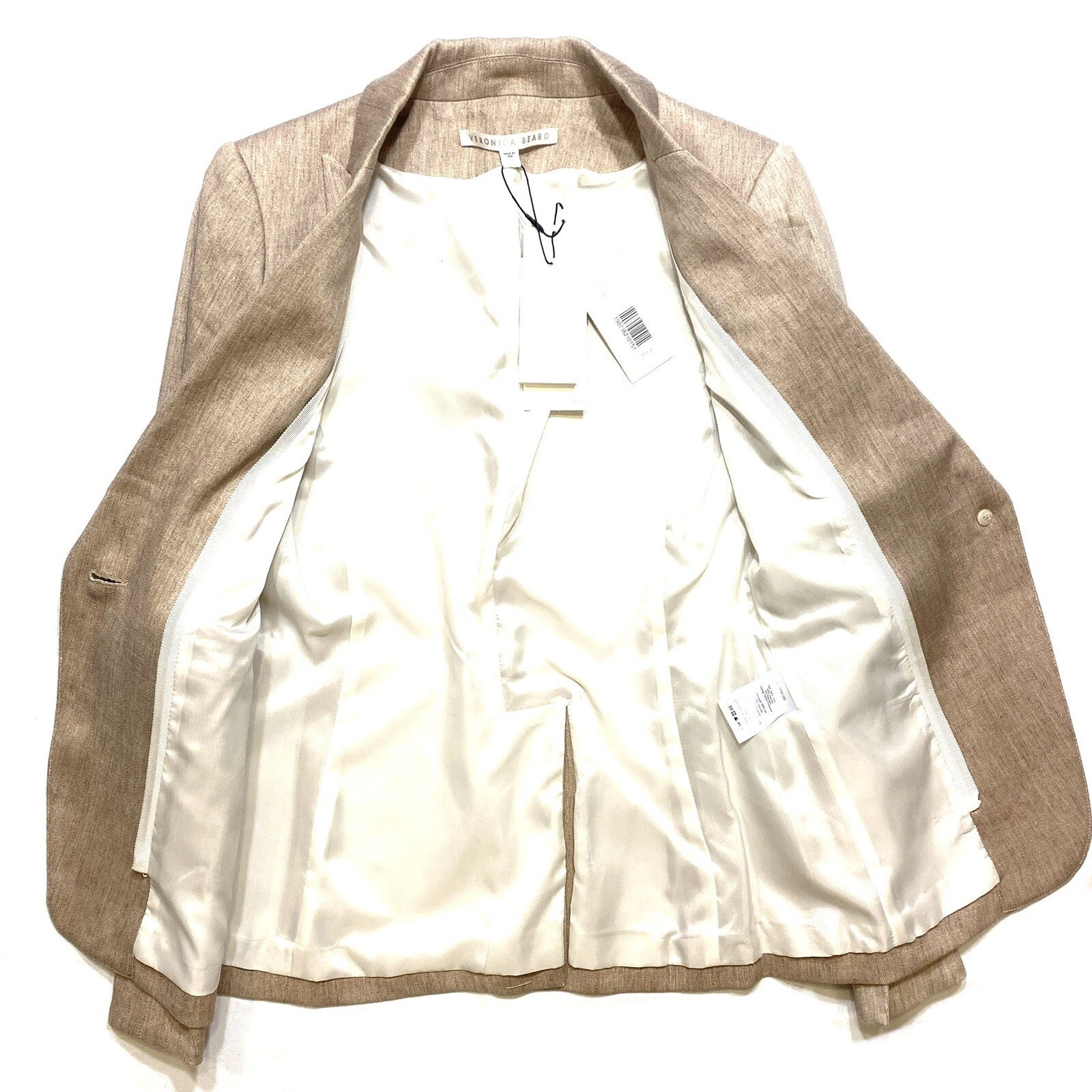 VERONICA BEARD Womens Linen Cutaway Dickey Blazer Jacket Beige (MSRP $595)