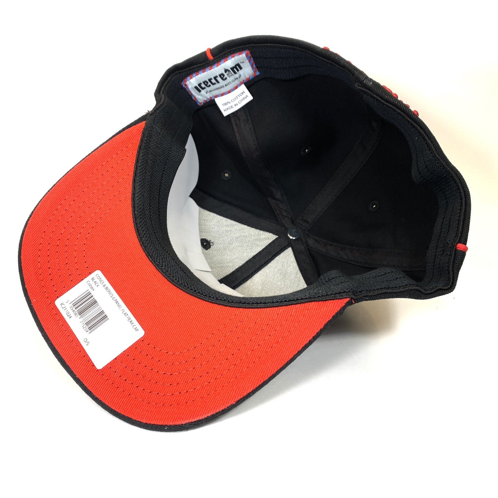 ICE CREAM Billionaire Boys Club Cones Bones Logo 6 Panel Flat Cap Hat Black
