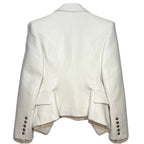 BALMAIN Womens Lamb Leather Double Breasted Blazer Jacket White 36 (MSRP $4,350)
