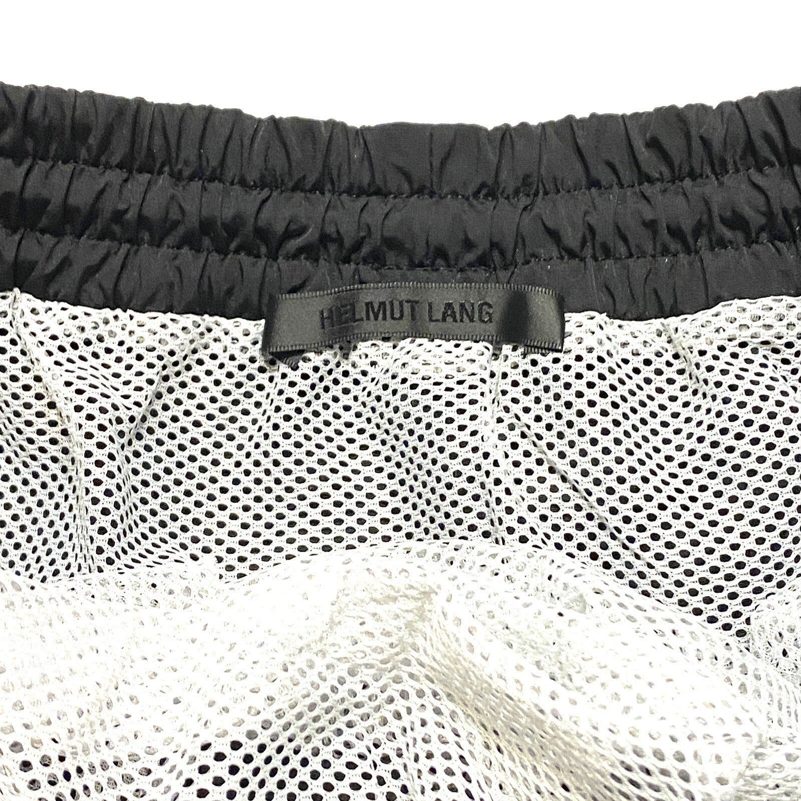 HELMUT LANG Mens Logo Patch Airy Nylon Swim Shorts Trunks Black (MSRP $220)