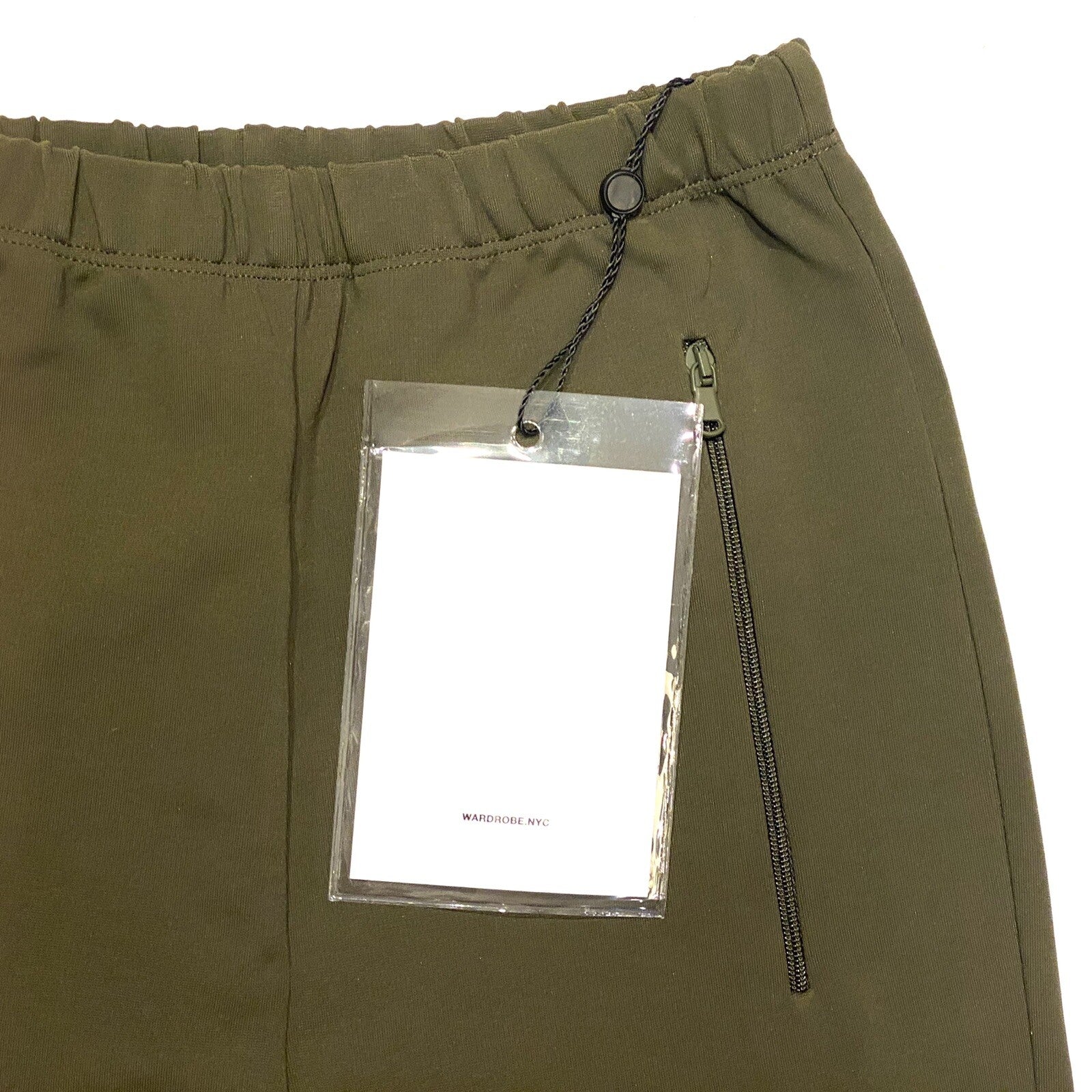WARDROBE NYC Womens Front Zip Leggings Military Green (MSRP $450)
