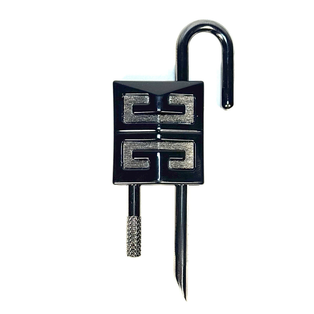 GIVENCHY 4G Logo Padlock Pendant Key Charm Gunmetal Black (MSRP $340)