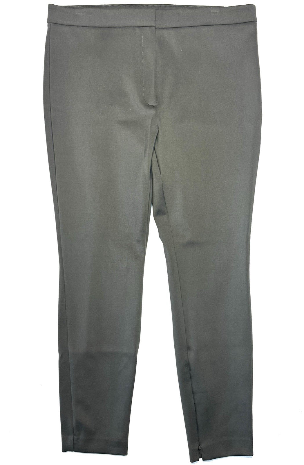 THEORY Womens HW Zip Polish Stretch Scuba Pants Deep Green 16 (MSRP $295)