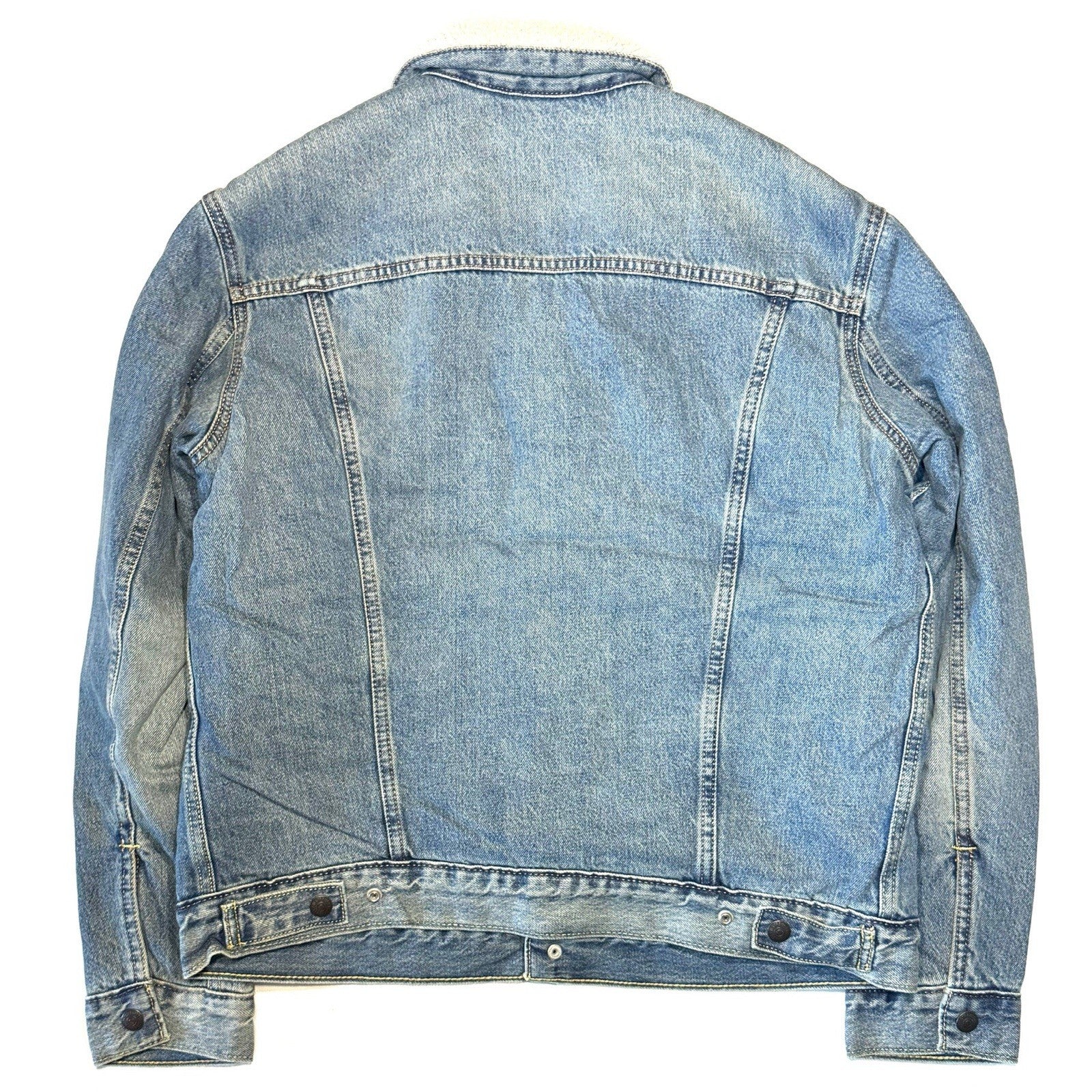 LEVIS Mens Recycled Sherpa Jacket Denim Jean Trucker Jacket Light Blue