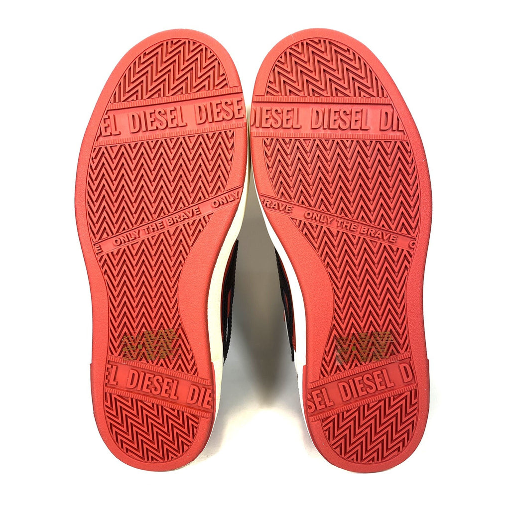 DIESEL Mens Ukiyo Mid Top Leather Sneakers Mars Red (MSRP $250)